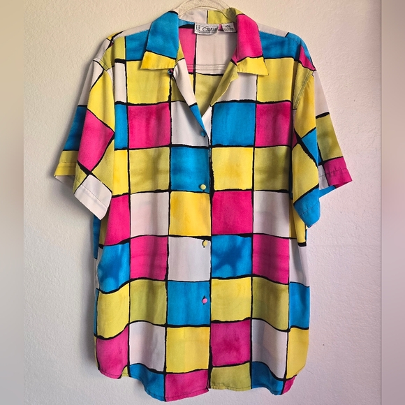 Vintage Colorblock Bright Blouse - Picture 9 of 9